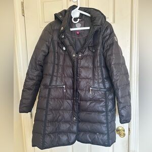 Vince Camuto Women's Black Puffer Jacket Size Large With Removable Hoodie